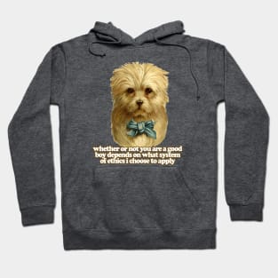 Whether Or Not You Are A Good Boy Depends On What System Of Ethics I Choose To Apply  / Funny Nihilist Meme Dog Hoodie